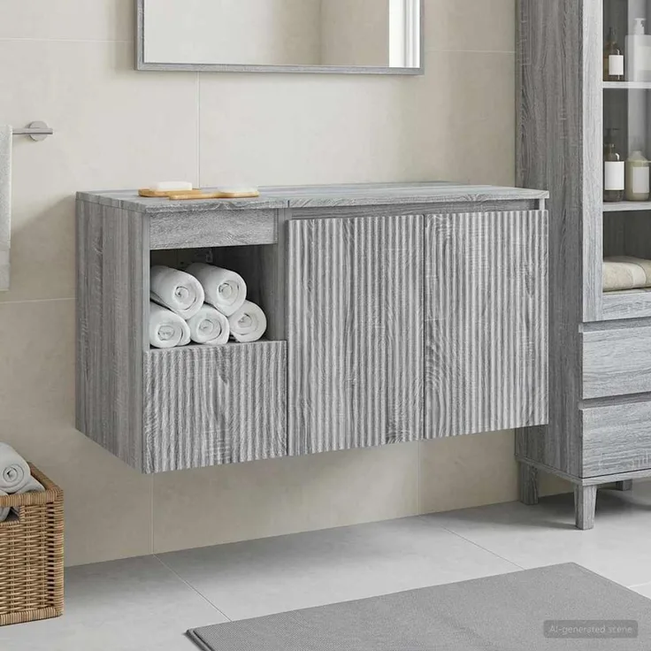 vidaXL Badezimmerschrank-Set 2 stk. Grau Sonoma 92,5 x 44,5 x 50 cm 3404120