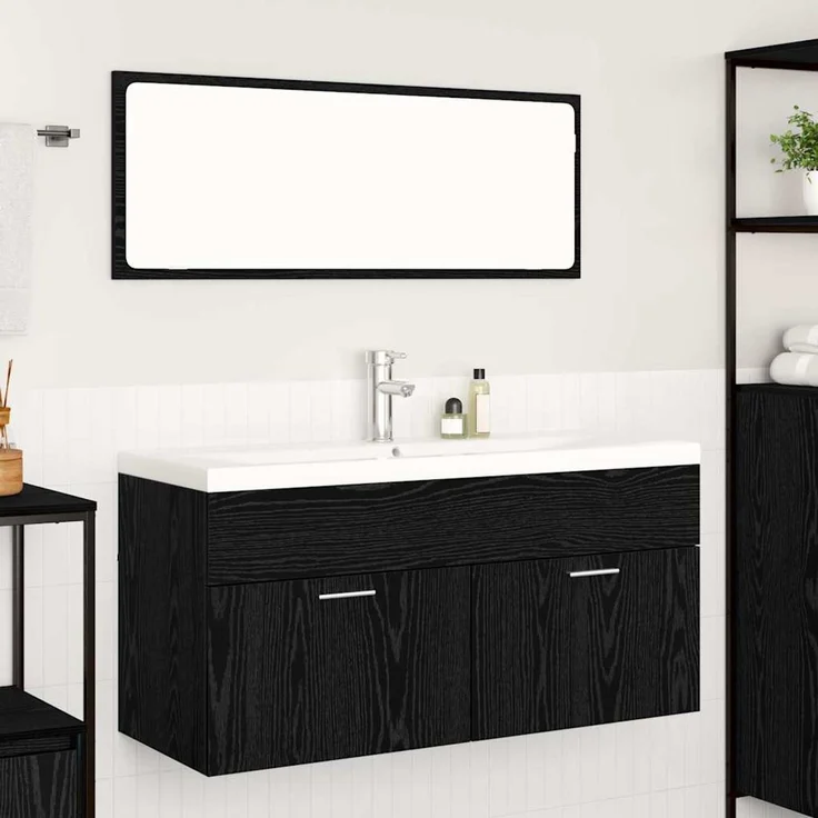 vidaXL Badezimmerschrank Schwarz Eichen-Optik 100 x 38,5 x 46 cm 3416131 – Bild 4