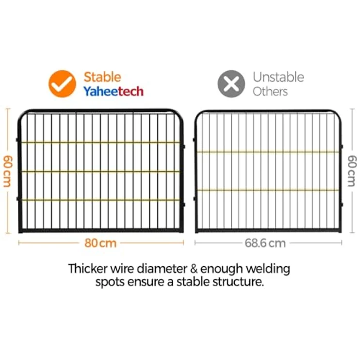 Yaheetech Welpenauslauf 16 Panele 60 cm hoch Metall mit 2 Türen | Welpenlaufstall für Welpen, kleine Hunde – robustes Metall – 16 Teile frei kombinierbar, 2 Türen, Höhe 60 cm, ideal für klein – Bild 7
