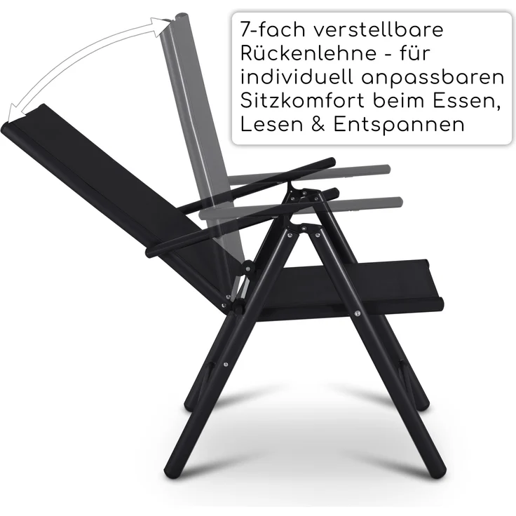 Raburg Gartenstuhl Hochlehner, 7-fach verstellbar, Alu-Klappstuhl, Noah (2er-Set), zusammenklappbar, bis 110 kg – Bild 2