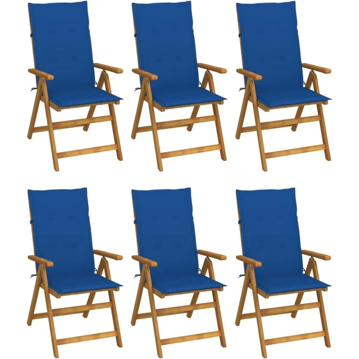vidaXL Klappbare Gartenstühle 6 Stk. mit Auflagen Massivholz Akazie 3064129