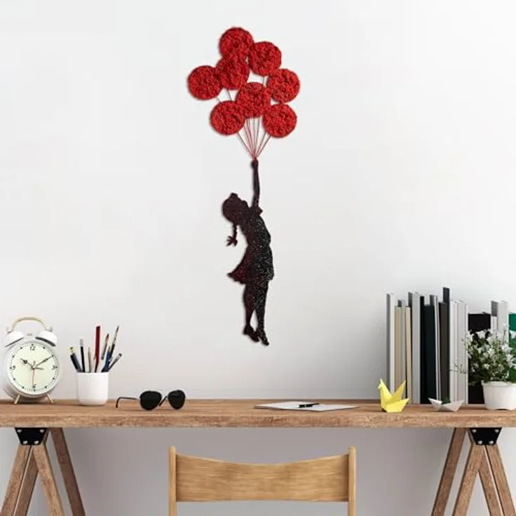 Wallity Handmade Decorative Metal Wall Accessory, Rot & Schwarz, 100 x 34 cm, 100% Metall, 1.5 mm dick, einzigartiges Design für Wohnkultur und Kunstpräsentation