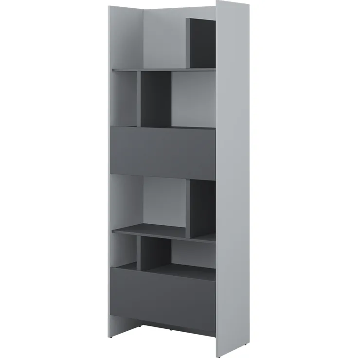 MEBLINI Schrank für Schrankbett Bed Concept - Hochschrank mit Regalen, Fächern und Schublade - BC-22 - Grau/Graphit