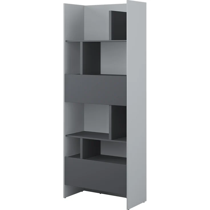 MEBLINI Schrank für Schrankbett Bed Concept - Hochschrank mit Regalen, Fächern und Schublade - BC-22 - Grau/Graphit – Bild 1