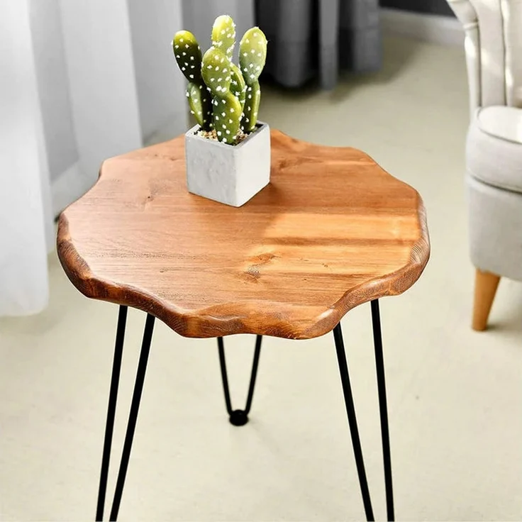 Spetebo Beistelltisch Holz Beistelltisch Kiefer massiv 45 cm - rund – Bild 3