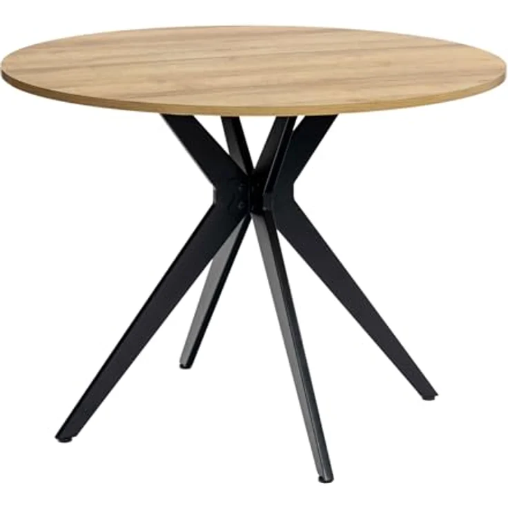 MEUBLE COSY Runder Esstisch Klein Tisch Küchentisch Esszimmertisch 4 Personen für Küche, Wohnzimmer, Büro, 100 x 100 x 75 cm, Eiche + Schwarz – Bild 2