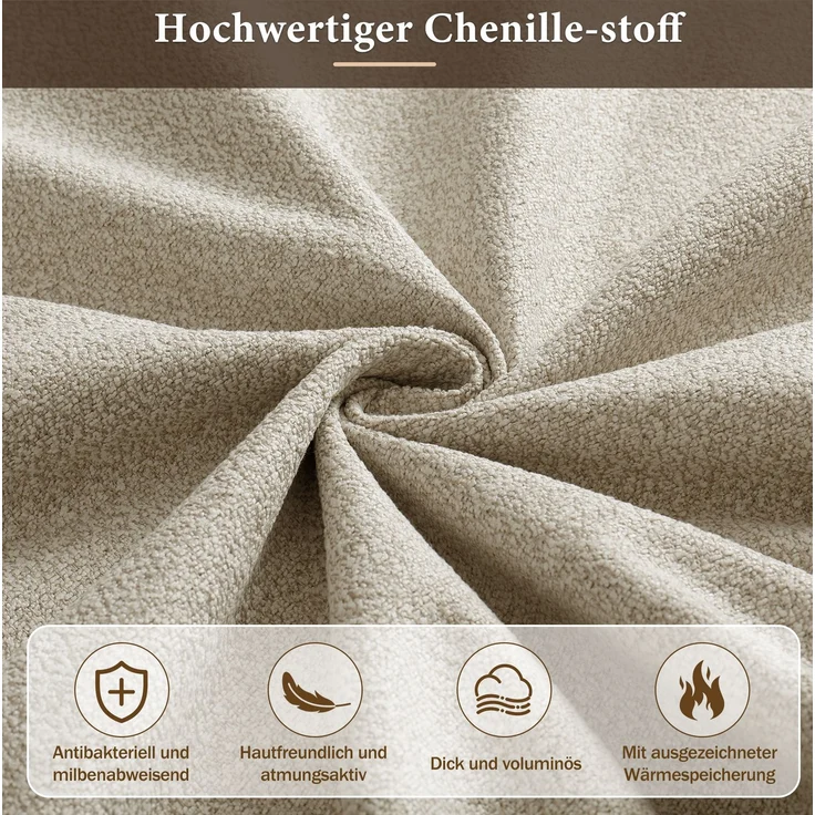 CHICFURN Bett aus Chenille Beige 90/180x190 cm ausziehbar mit 2 Schubladen und USB- und Type-C-Anschlüssen – Bild 5