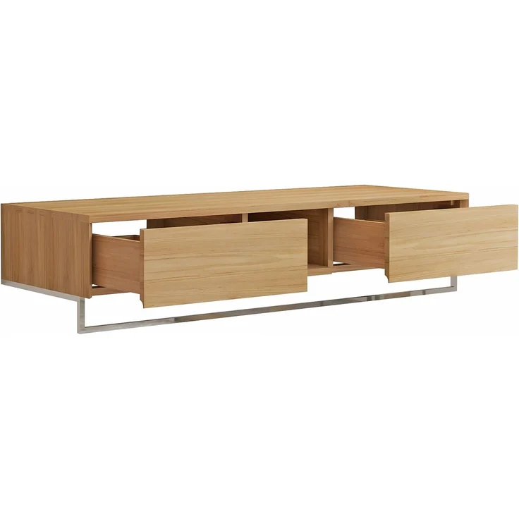 Vente-unique - Hängender Waschbeckenunterschrank aus Teakholz mit Handtuchhalter – 140 cm – KUPANG – Bild 5