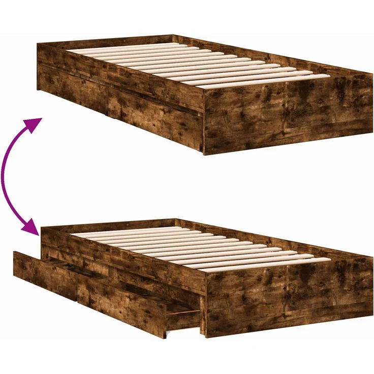 vidaXL Bettgestell mit Stauraum Geräucherte Eiche 80 x 200 cm 3429591 – Bild 8