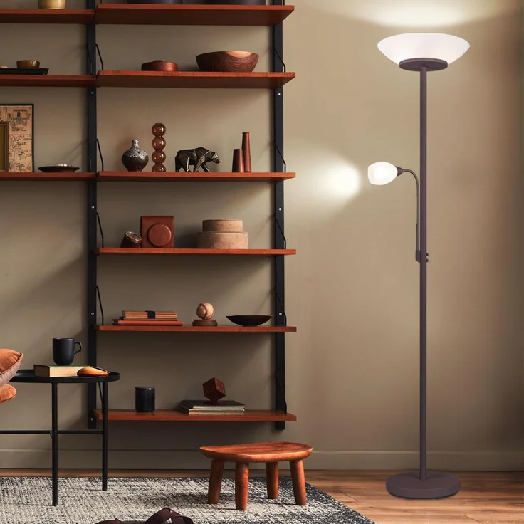 Stehleuchte, Glas, weiß, Flexoarm, rost, H 180 cm – Bild 7