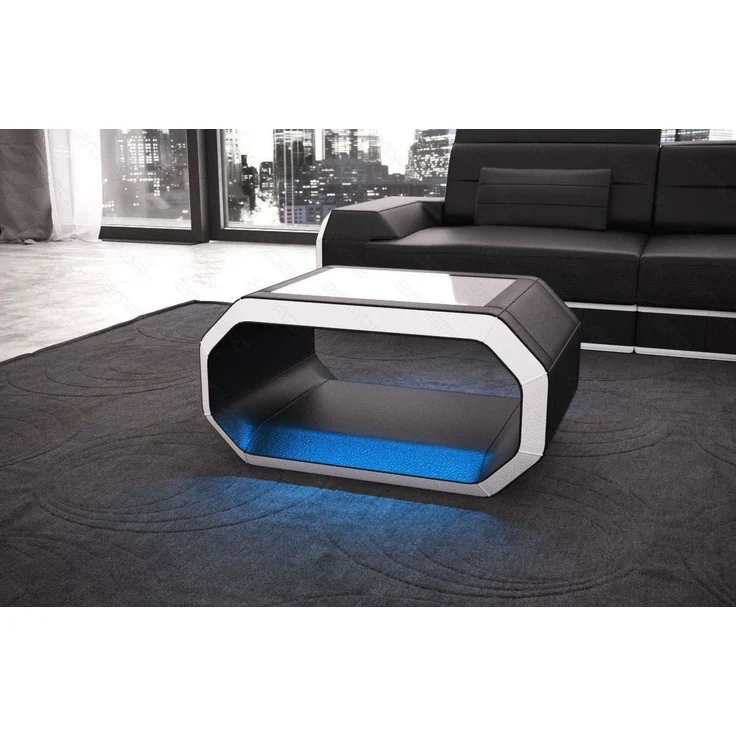 Sofa Dreams - Design Couchtisch Roma – Modern & Elegant - Kunstleder - Schwarz-Weiß – Bild 5