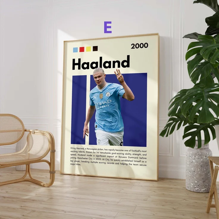 Fußball Stars Poster · Mbappé Neymar Messi Hakimi Haaland Yamal · Sport Wanddeko · Print ohne Rahmen - E / 30 x 40 cm