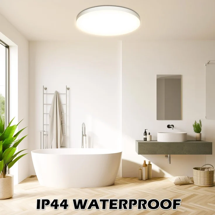 Deckenlampe LED Deckenleuchte Ø28cm 24W, 4000K, 2000LM, IP44 Wasserfest Rund Badezimmer Lampe, Badlampe Decke Küchenlampen Modern Schlicht Weiß Ultra Dünn Ideal für Bad/Balkon/Keller/Schlafzimmer/Flur – Bild 6