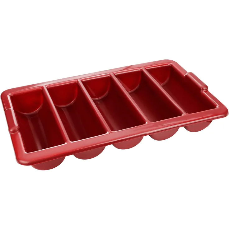 Besteckkasten leer 5 Fächer, Gastronorm 1/1 rot