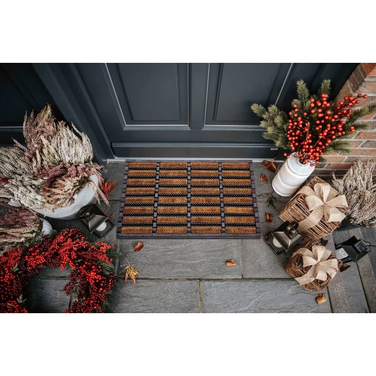 Hanse Home Brushes Fußmatte Kokos und Gummi 40x60cm – rutschfeste Schmutzfangmatte für Innen und Außen, Fußabtreter mit Kokosbürsten Türmatte Wetterfest Schmutzabtreter Outdoor – Schwarz Natur – Bild 2
