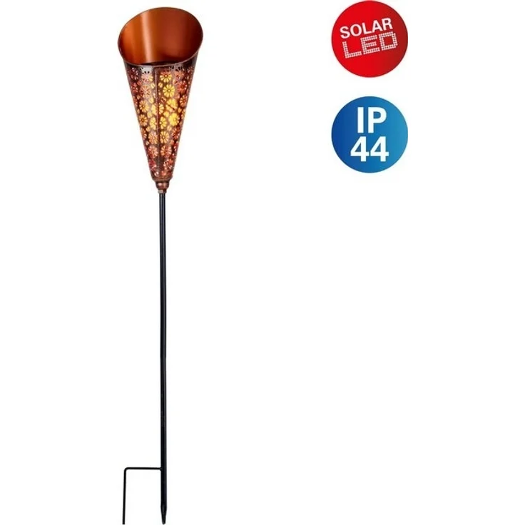 Näve Solar-Gartenleuchte Torch LED mit Dämmerungssensor 96 cm kupfer – Bild 4