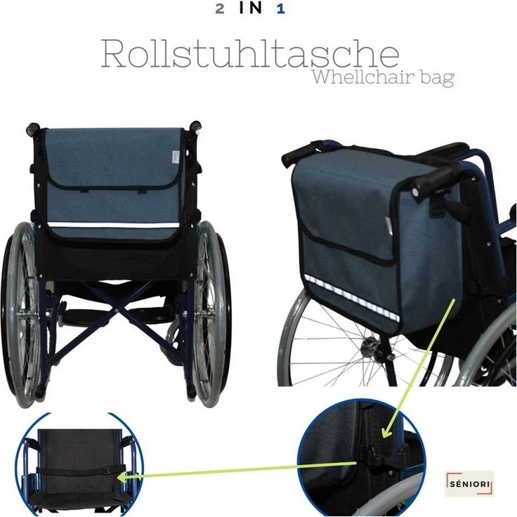 Seniori Aufbewahrungstasche SENIORI Rollator / Rollstuhl Tasche Rollatortasche Rollstuhltasche, 5. Blau_Classic – Bild 2