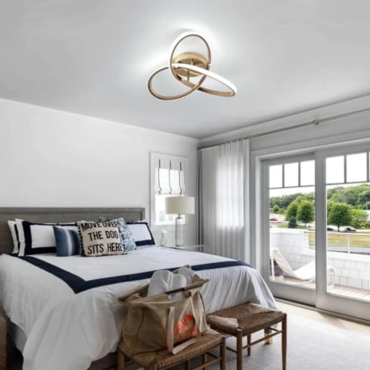 Comely LED Deckenleuchte Dimmbar 36W, Moderne Gold Deckenlampe Mit Fernbedienung, Kreative Blumen Design Kronleuchter für Schlafzimmer Esszimmer Flur, 3000K-6500K – Bild 7