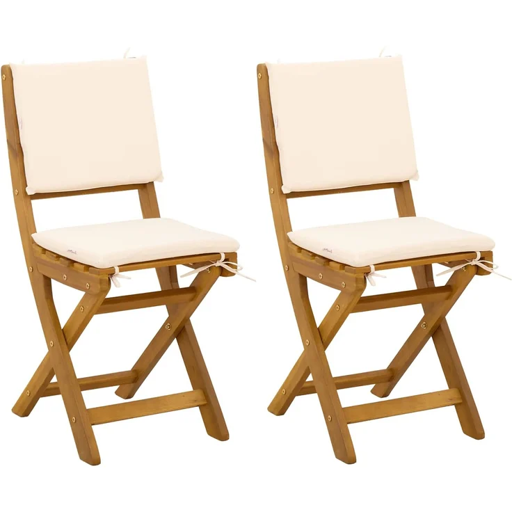 vidaXL Außen Bistro-Stühle mit Kissen 2 pcs Cremeweiß 38 x 46 x 85 cm 42028099 – Bild 2