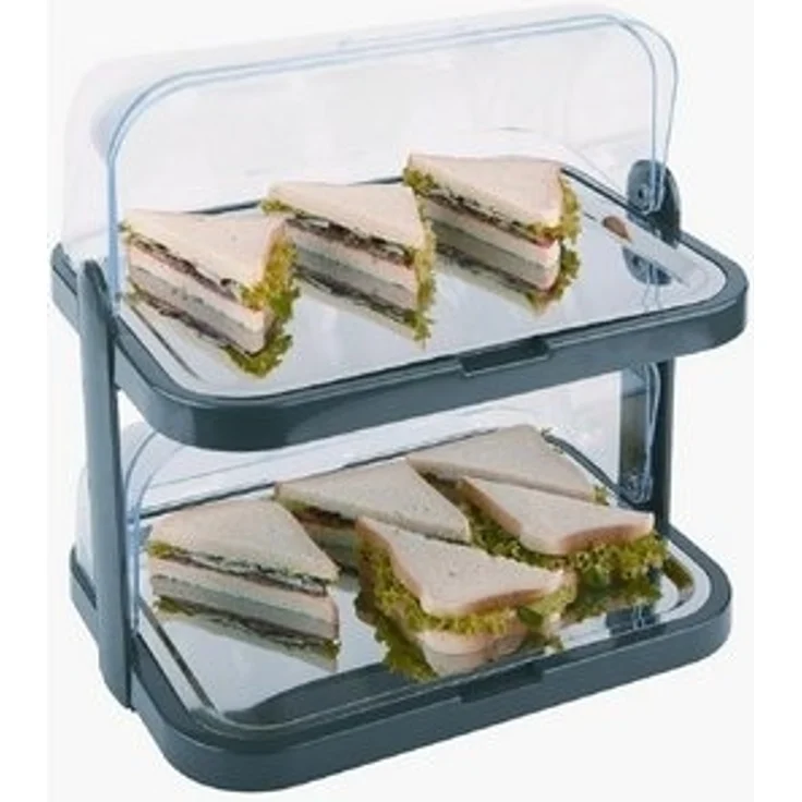 APS Buffet-Vitrine Doppeldecker, Edelstahl, Kunststoff, 2-stufig, inkl. 4 Kühlakkus – Bild 4