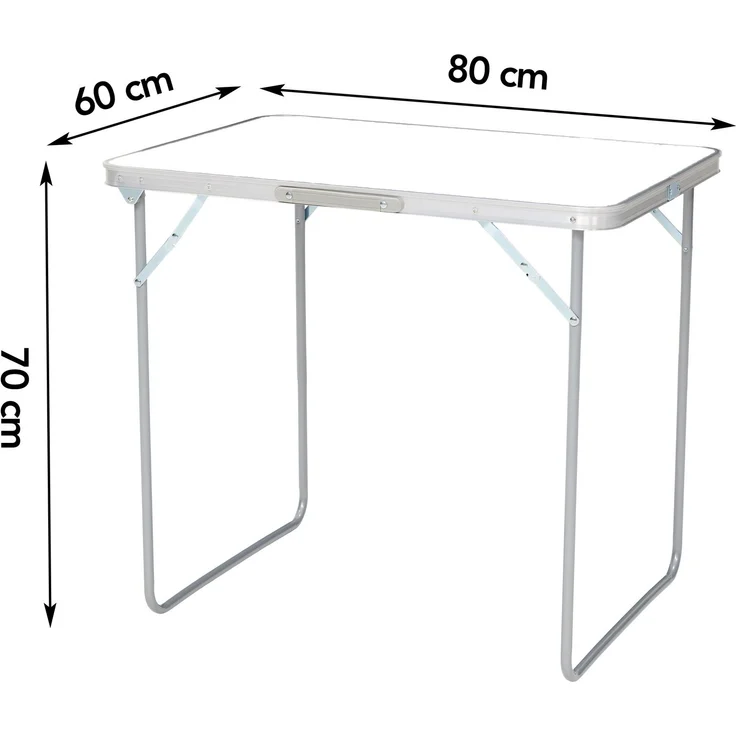 Brixy Campingtisch - klappbar - Gartentisch - 80x60x70 cm - Außen/Innen - Tragegriff - Kompakt - Aluminium - Weiß – Bild 9