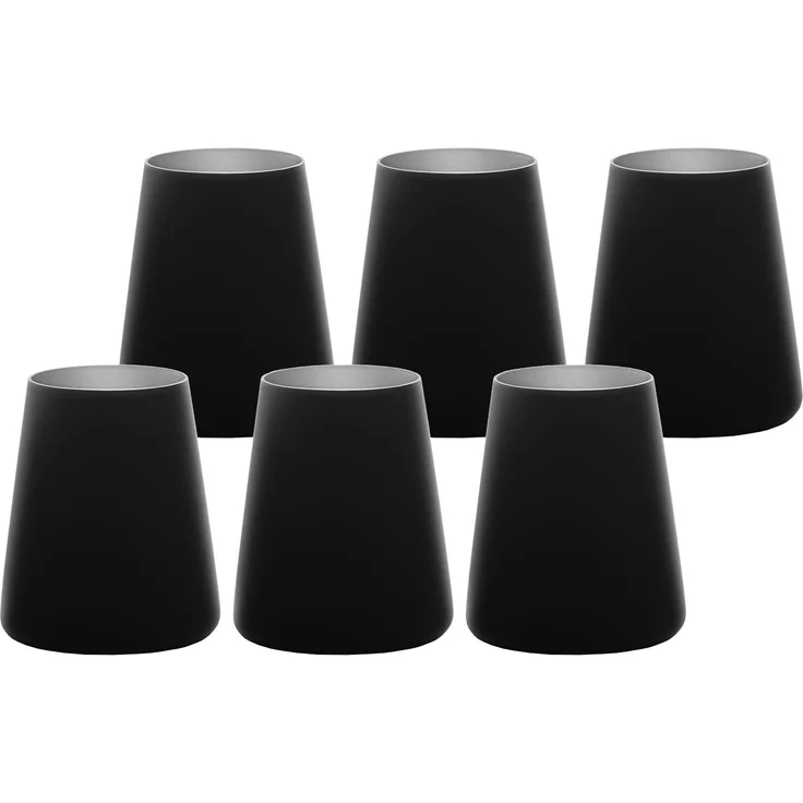 Stölzle Lausitz POWER Becher 380 ml schwarz-silber 6er Set – Bild 1