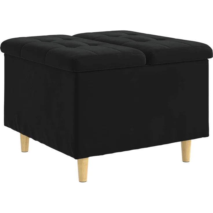 vidaXL Ottoman mit Stauraum Schwarz 60 x 60 x 45 cm Samt 876829 – Bild 2