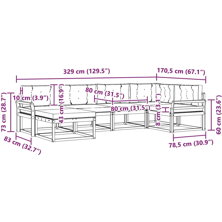 vidaXL Outdoor-Sofagarnitur 6 stk. 6-Sitzer Weiß und Anthrazit 3386691 – Bild 9