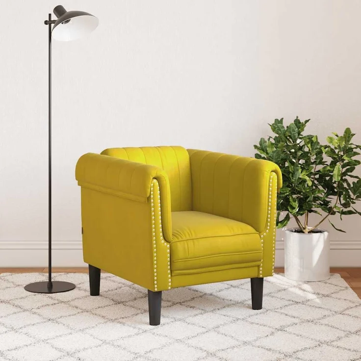 vidaXL Sessel Gelb Samt 372571 – Bild 2