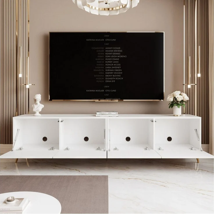 yourhouse24 Lowboard TV ANGEL 200 auf Füßen mit LED-Beleuchtung – Griffloses Design – Bild 4