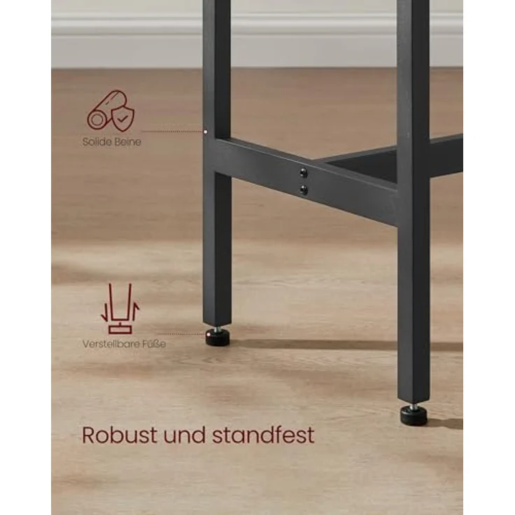 Vasagle Bartisch, Küchentisch, Küchentresen, rechteckiger Stehtisch, Metallgestell, 40 x 120 x 90 cm, einfacher Aufbau, schmal, Industrie-Design, ebenholzschwarz-tintenschwarz LBT120B56 – Bild 8