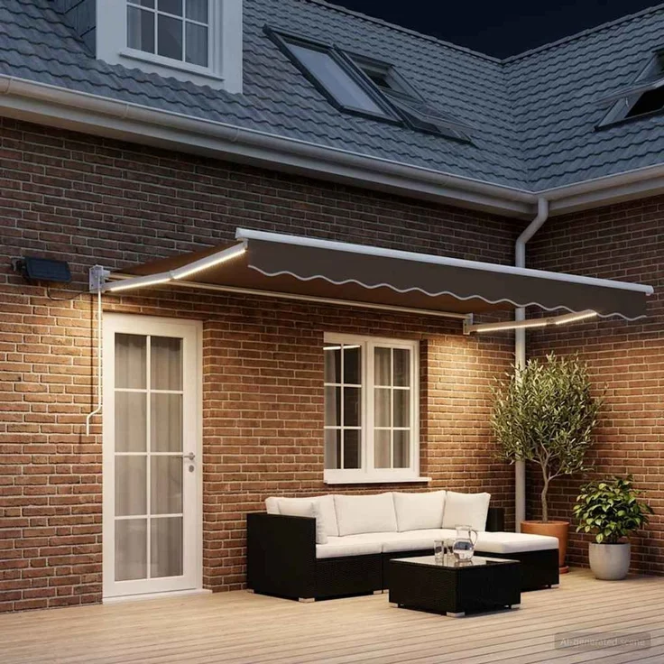 vidaXL Manuelle Gelenkarmmarkise mit LEDs Taupe, 2 x 4 m – Bild 3