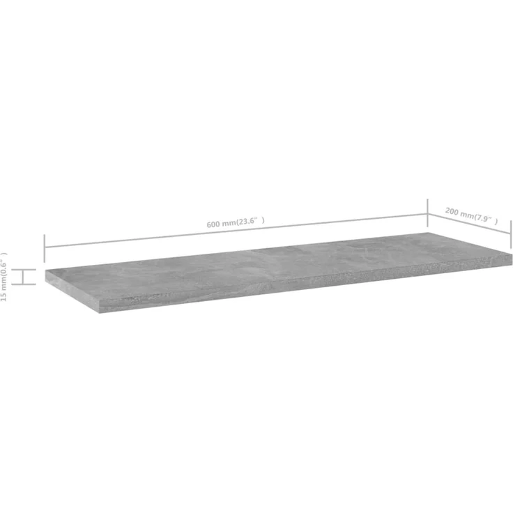vidaXL Bücherregal-Bretter 4 Stk. Betongrau 60x20x1,5 cm Holzwerkstoff 805226 – Bild 5