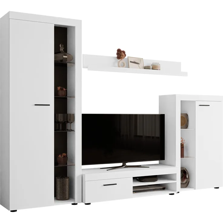 Wohnwand Rango (Farbe: Weiß, ohne Beleuchtung)