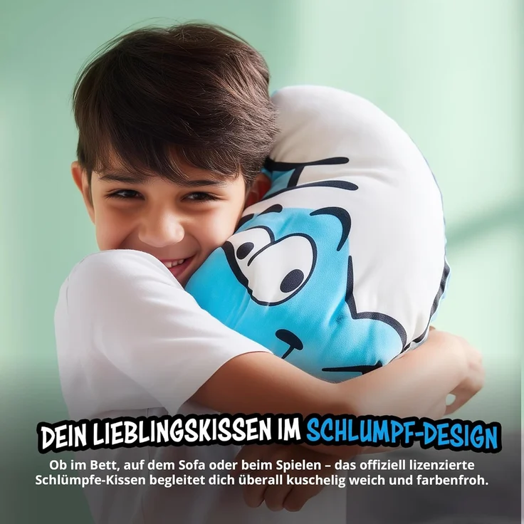 United Labels® Dekokissen Die Schlümpfe Kissen Plüsch Zierkissen Kopfkissen 37 x 33 cm – Bild 3