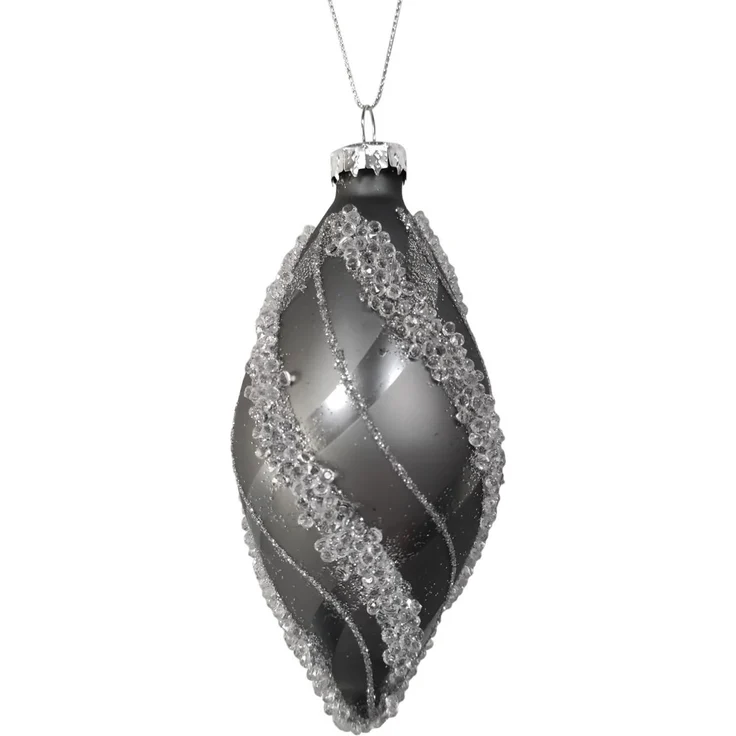 HTI-Living Silber mit Glitzersteinen Christbaumschmuck Zapfen