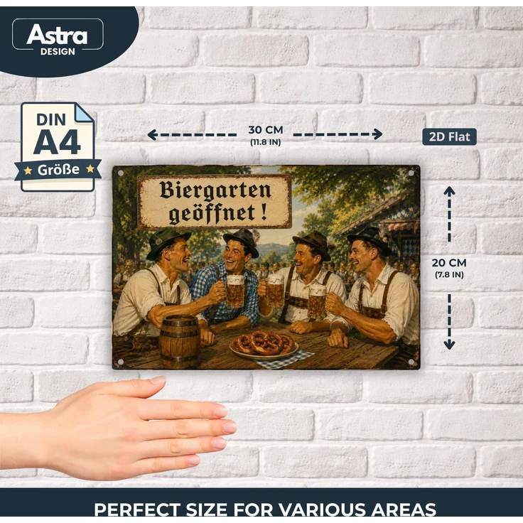 AstraDesign Blechschild 20x30cm - Biergarten geöffnet – Metall – Mehrfarbig – AD0491 – Bild 2