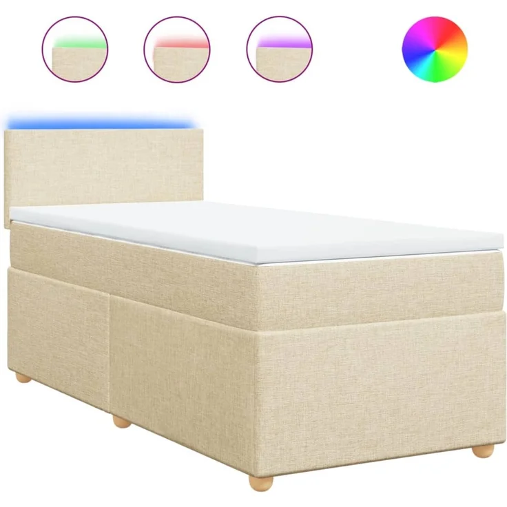 vidaXL Boxspringbett mit Matratze Creme 90x200 cm Stoff 3288861 – Bild 2
