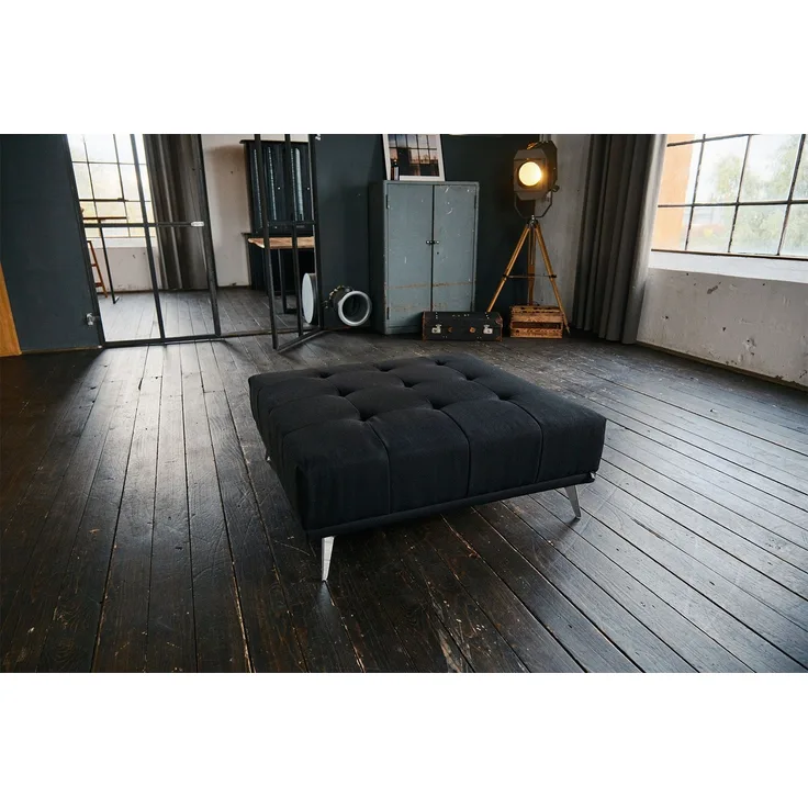 KAWOLA Hocker WIOLO velvet schwarz 42 x 110 x 110 cm