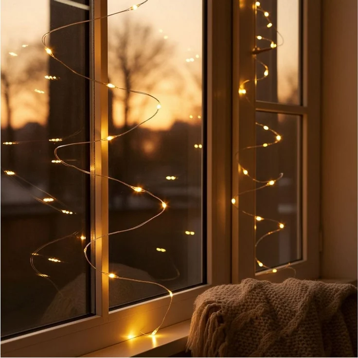 shop'n smile ideoon LED-Lichtervorhang LED Lichtervorhang 3W warmweiß 200 LEDs dimmbar 3x3 m, 8 Lichtmodi & Timer, Per Fernbedienung dimmbar, Kürzbar – Bild 4