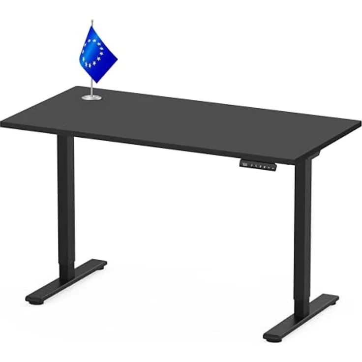 FLEXISPOT Höhenverstellbarer Schreibtisch E1 Pro, Doppelmotor, Einteilige Tischplatte 140x80 cm, belastbar bis 100 kg, elektrisch verstellbar von 70 cm bis 119 cm, schwarz