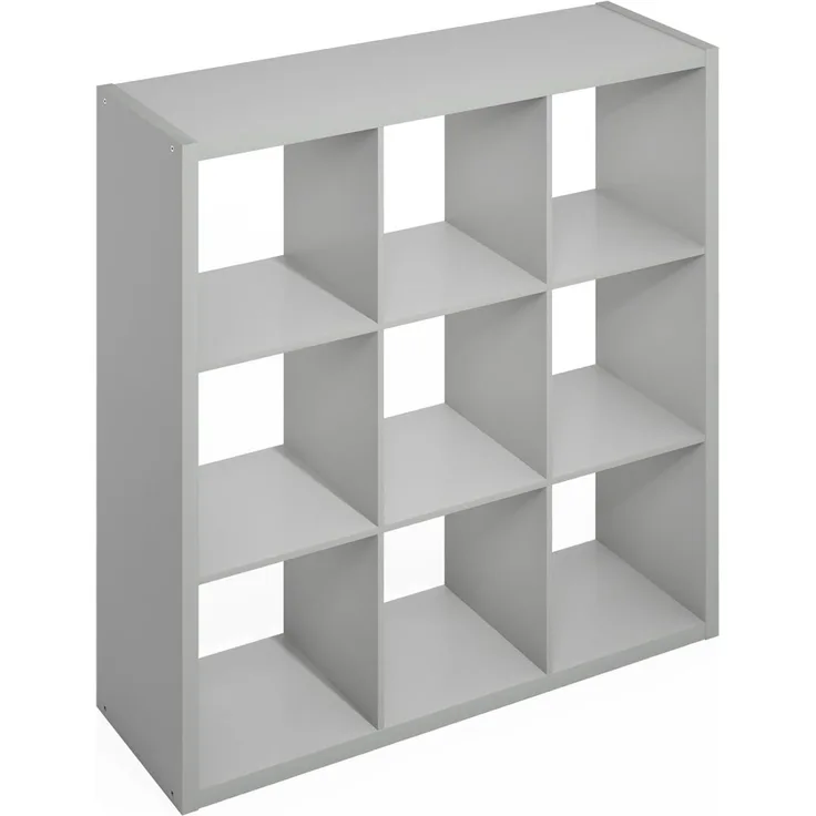 Furinno Simple Würfel-Aufbewahrungsorganizer, 9-Würfel Display-Regal, offenes Rückseitenregal, Aufbewahrungsregale, extra Dickes Gestell, Hellgrau