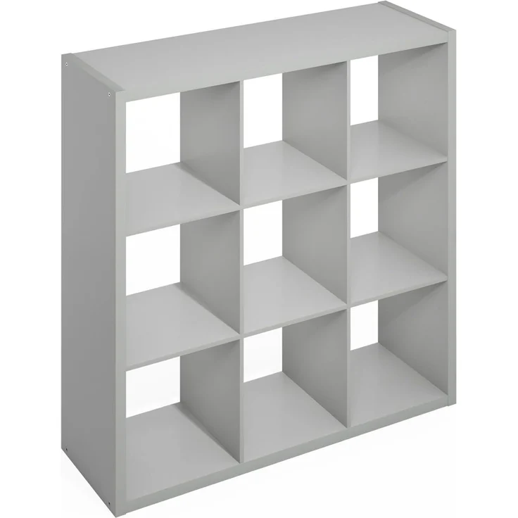 Furinno Simple Würfel-Aufbewahrungsorganizer, 9-Würfel Display-Regal, offenes Rückseitenregal, Aufbewahrungsregale, extra Dickes Gestell, Hellgrau