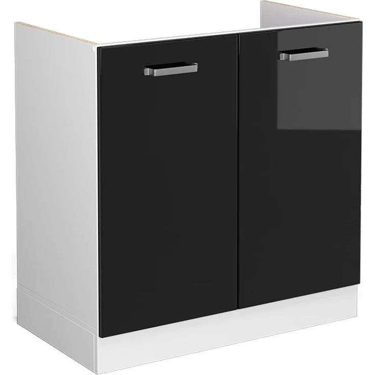 Küchenfront R-Line Schwarz Hochglanz 79.2 x 71.3 cm Möbelfront für den Spülenunterschrank Vicco – Bild 5