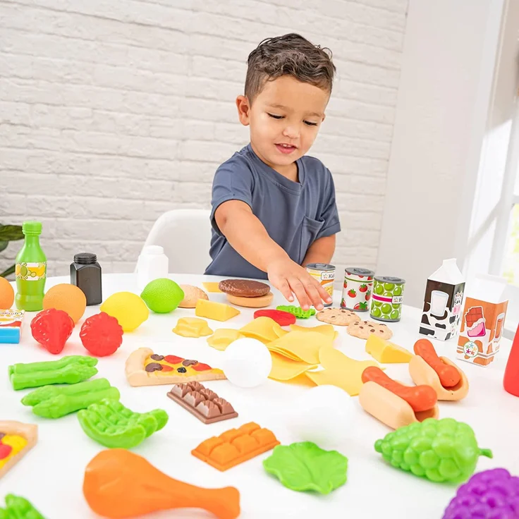 KidKraft 63330 Spielzeug-Lebensmittel Spiellebensmittel Deluxe Tasty Treats, 115 Teile und Zubehör für Spielküchen, Bunt – Bild 4