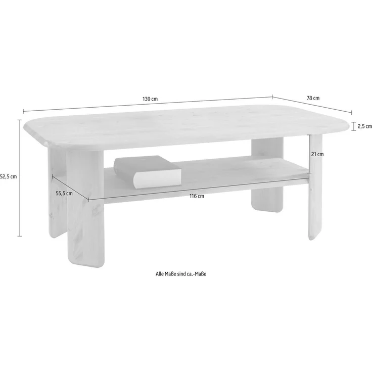 Home affaire Couchtisch Jayden 1, Breite 139 cm, aus massivem Kiefernholz – Bild 3
