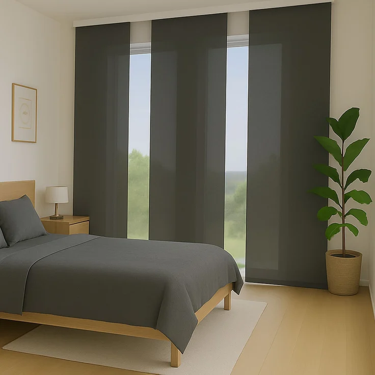 Flächenvorhang mit Klettband, Paneelwagen und Schleuderstab, ( BxL ) 60x245 cm in , blickdichte Schiebegardine mit Klett in vielen Farben Anthrazit – Bild 5