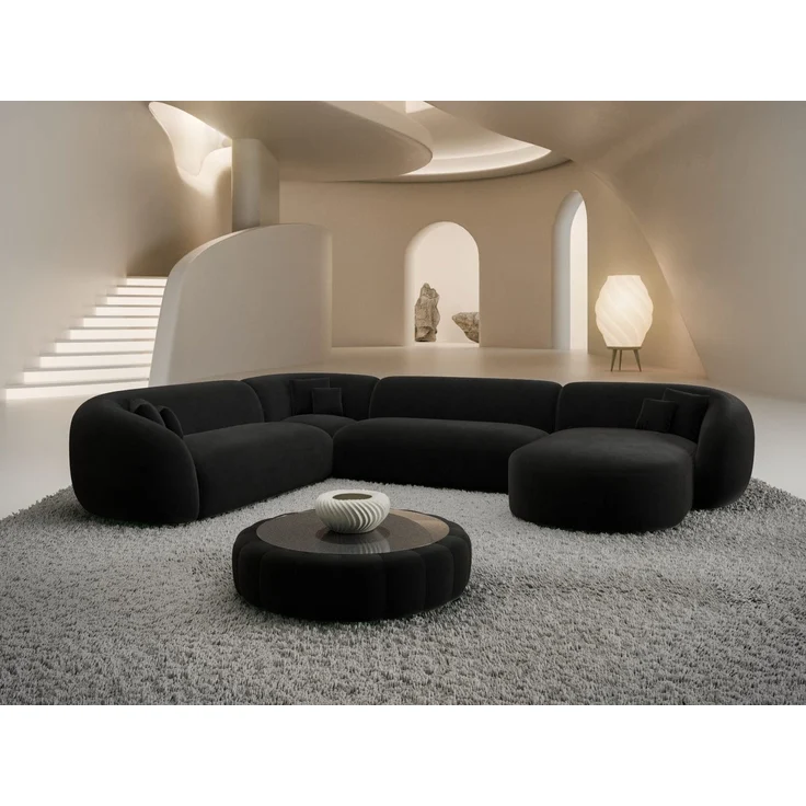 Polster Wohnlandschaft Sorelia XXL U-Form - Samtstoff - Schwarz - Rechts – Bild 2