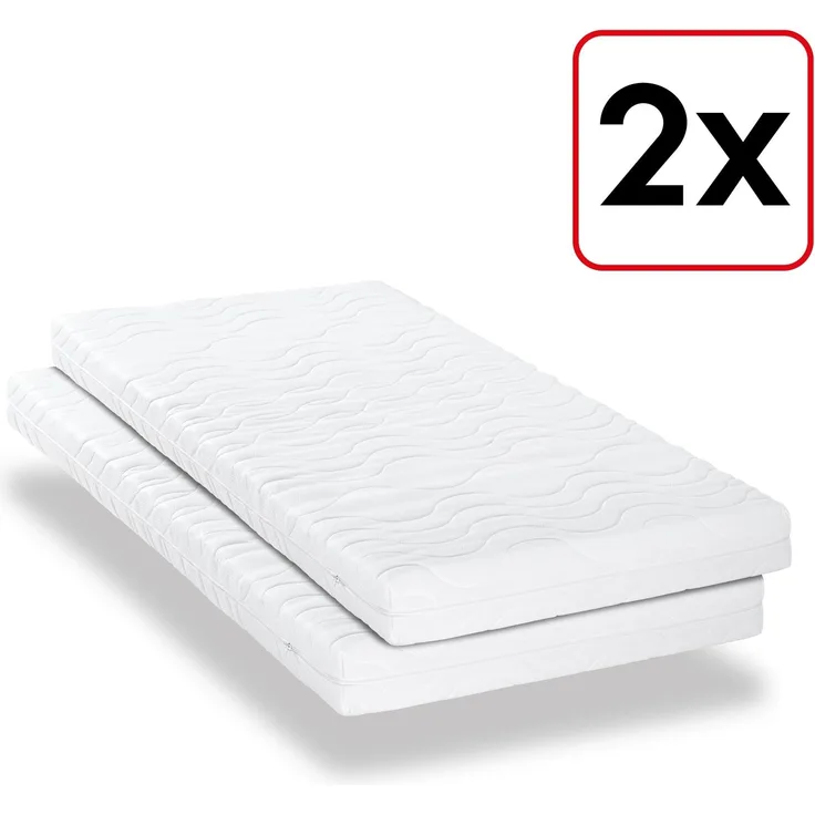 Doppelpack Premium 7-Zonen Matratze 100x200 cm CloudComfort, Höhe 15 cm, Härtegrad H2/H3, Twin-Set