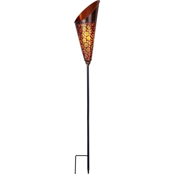 Näve Solar-Gartenleuchte Torch LED mit Dämmerungssensor 96 cm kupfer – Bild 3